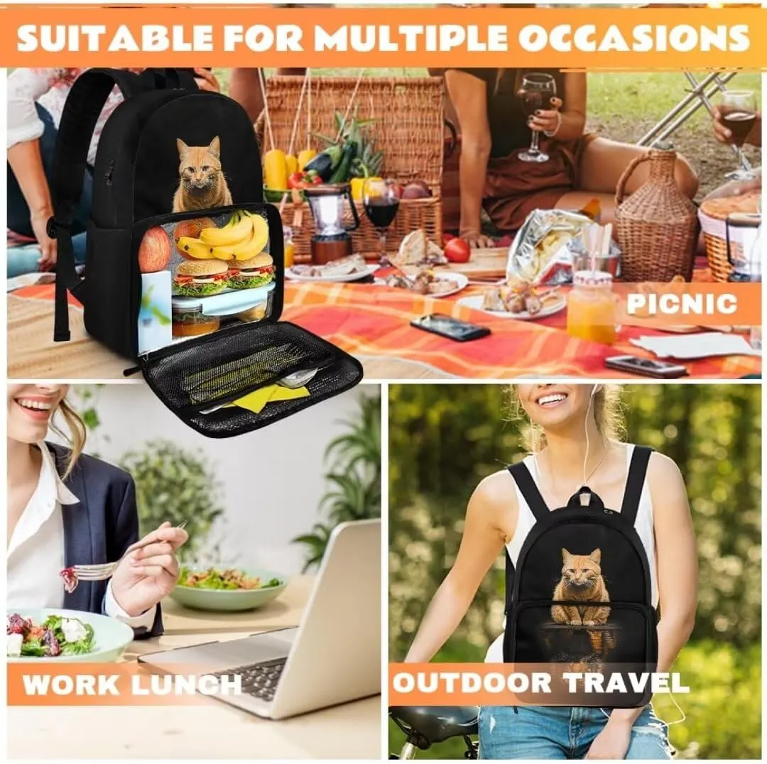 Kuiaobaty Cat School Backpack for Women College Cute Shoudler Backpack for Nursery Portable Book Bag with Zipper Multifunction School Bag with Handle Kids Rucksacks Gift for Holiday