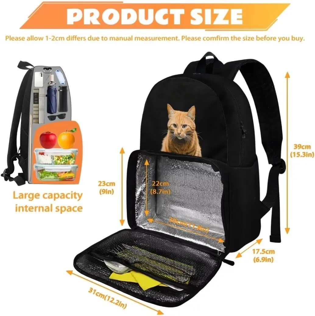 Kuiaobaty Cat School Backpack for Women College Cute Shoudler Backpack for Nursery Portable Book Bag with Zipper Multifunction School Bag with Handle Kids Rucksacks Gift for Holiday