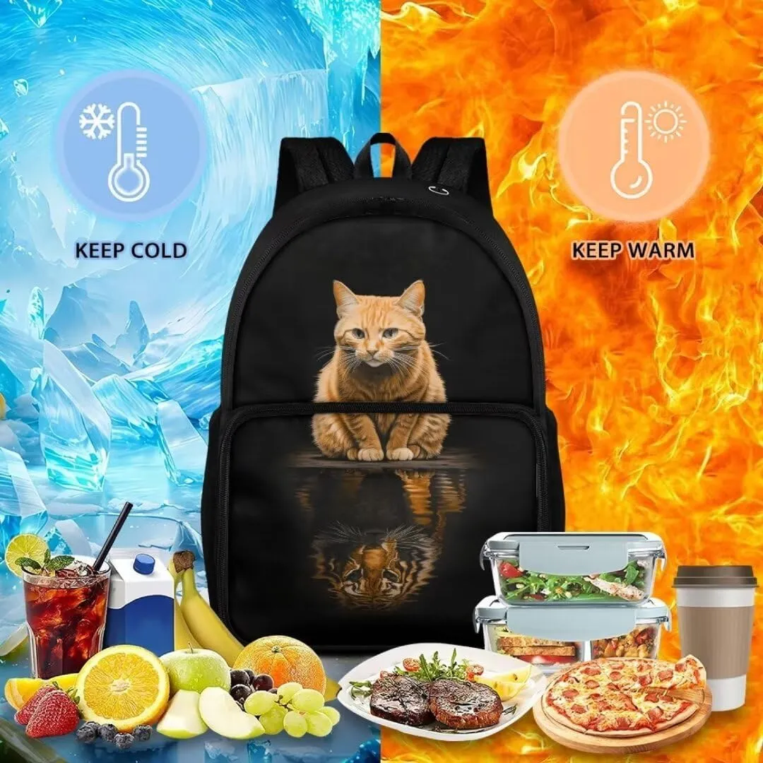 Kuiaobaty Cat School Backpack for Women College Cute Shoudler Backpack for Nursery Portable Book Bag with Zipper Multifunction School Bag with Handle Kids Rucksacks Gift for Holiday