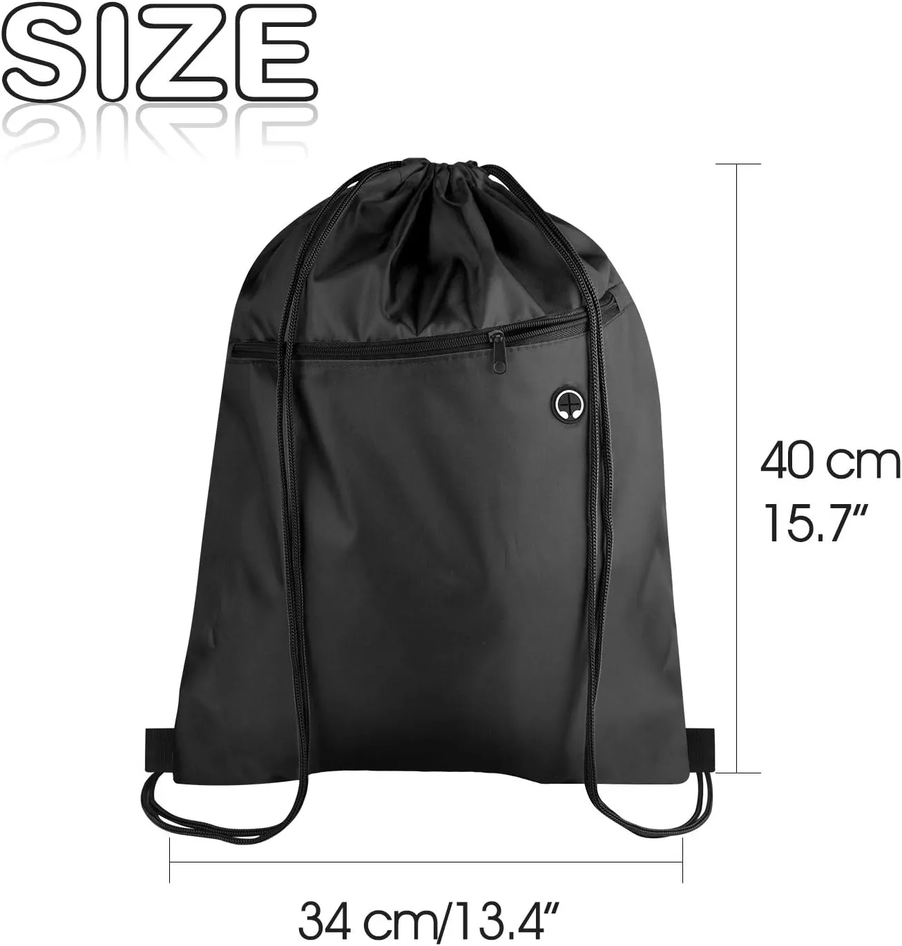 KUUQA 12Pcs Drawstring Bags with Zipper Pocket Pull String Backpack Bags Bulk（Colorful）