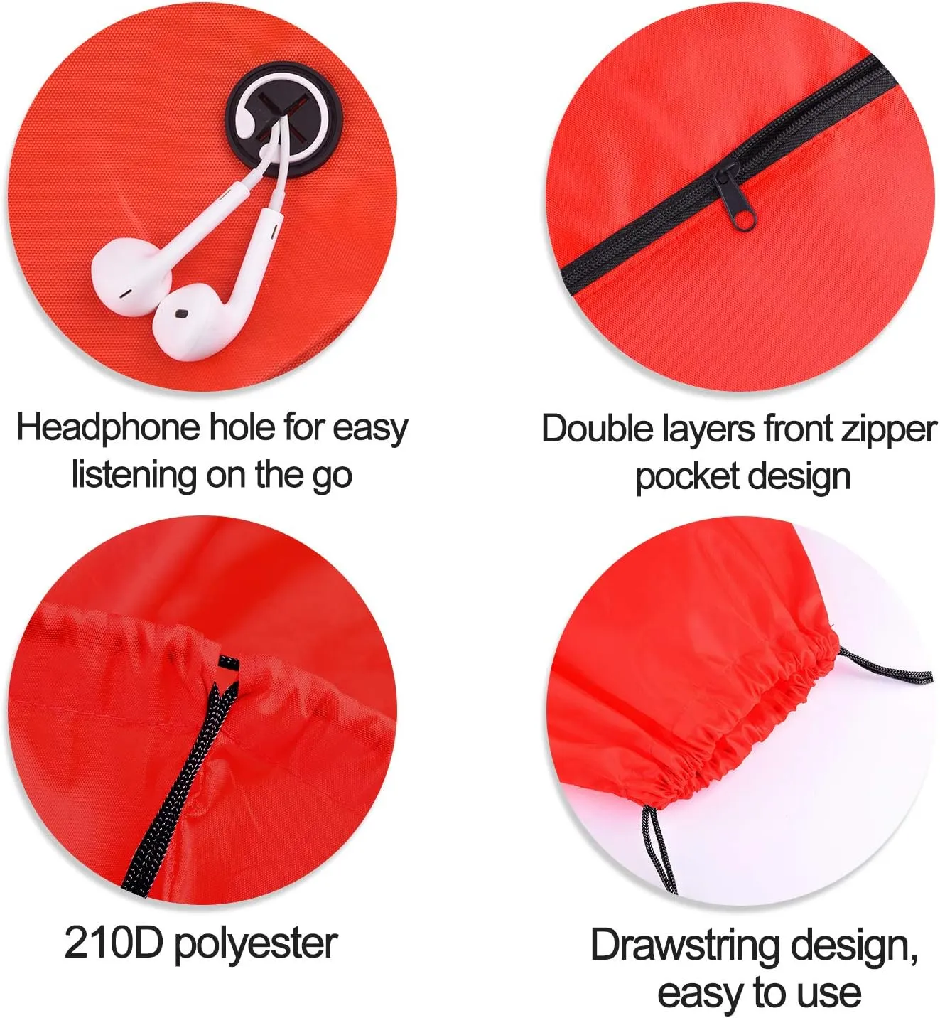 KUUQA 12Pcs Drawstring Bags with Zipper Pocket Pull String Backpack Bags Bulk（Colorful）