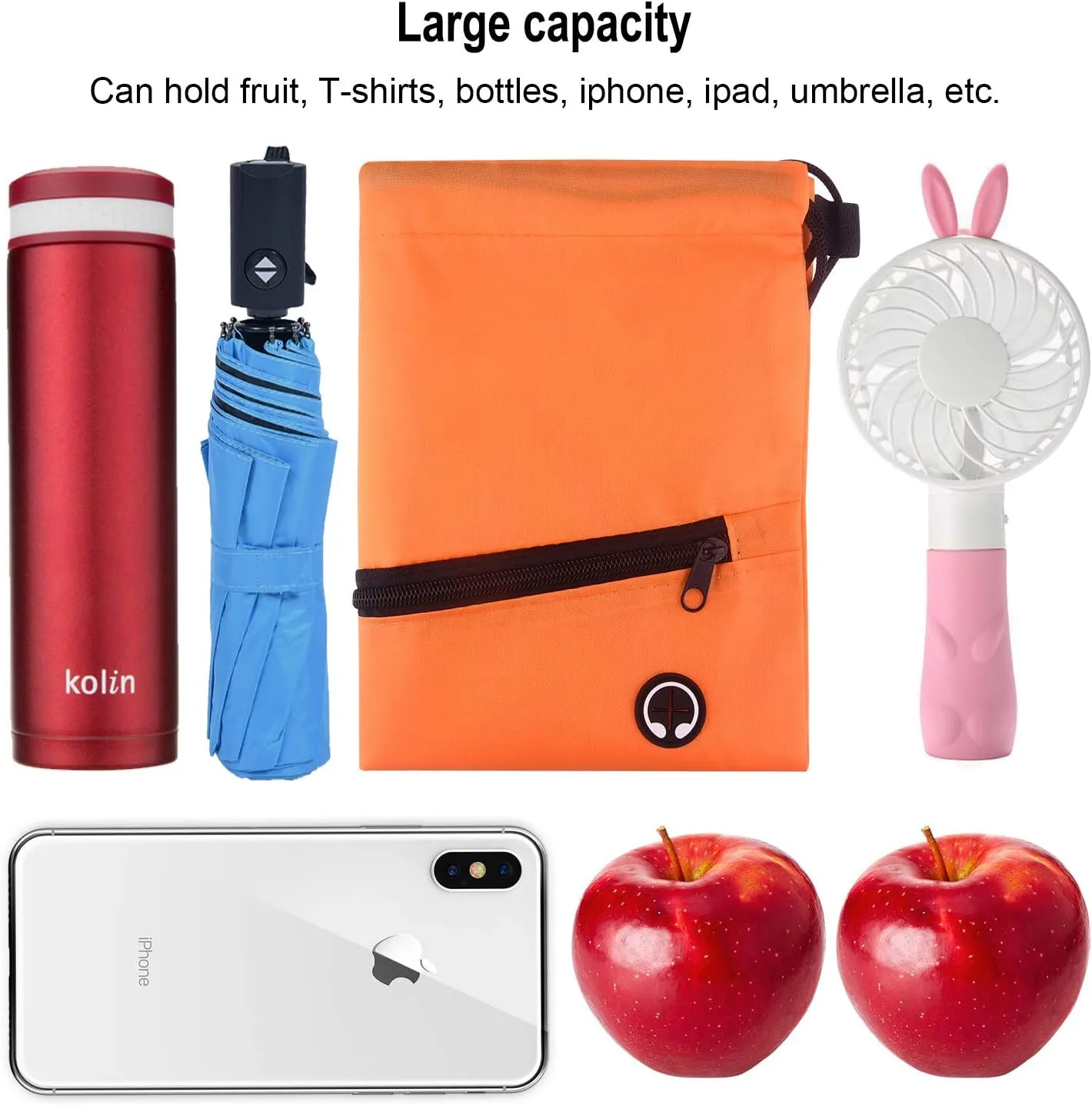 KUUQA 12Pcs Drawstring Bags with Zipper Pocket Pull String Backpack Bags Bulk（Colorful）
