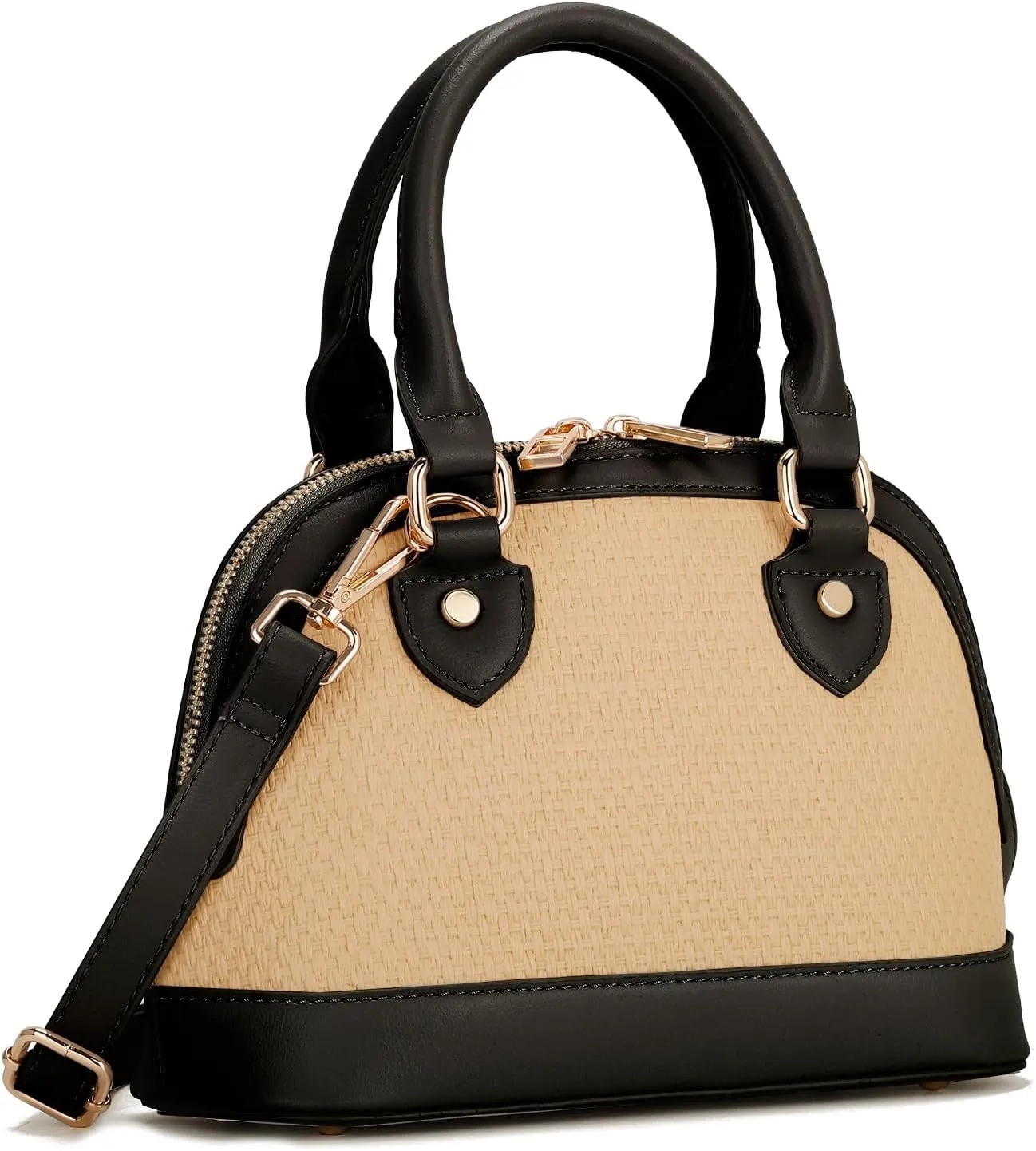 LA TERRE Zip-Around Classic Dome Satchel Bags for Women Crossbody Purse Top Handle Handbags