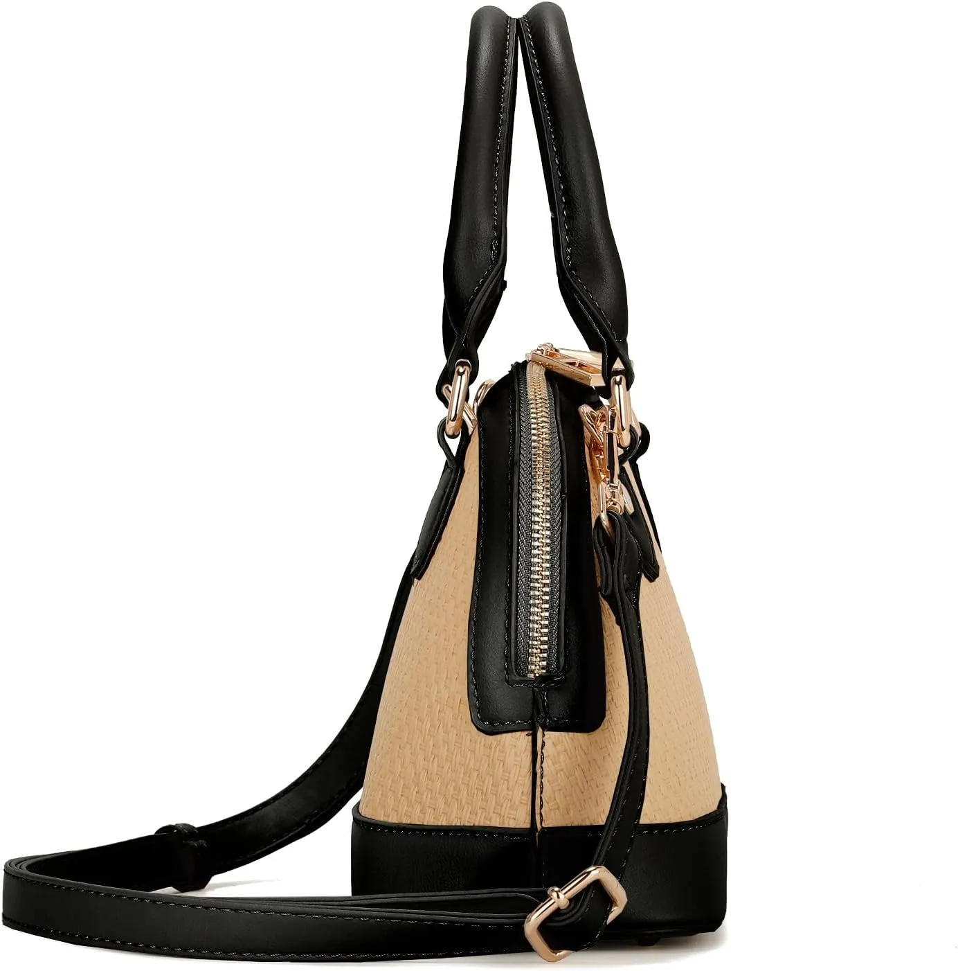 LA TERRE Zip-Around Classic Dome Satchel Bags for Women Crossbody Purse Top Handle Handbags