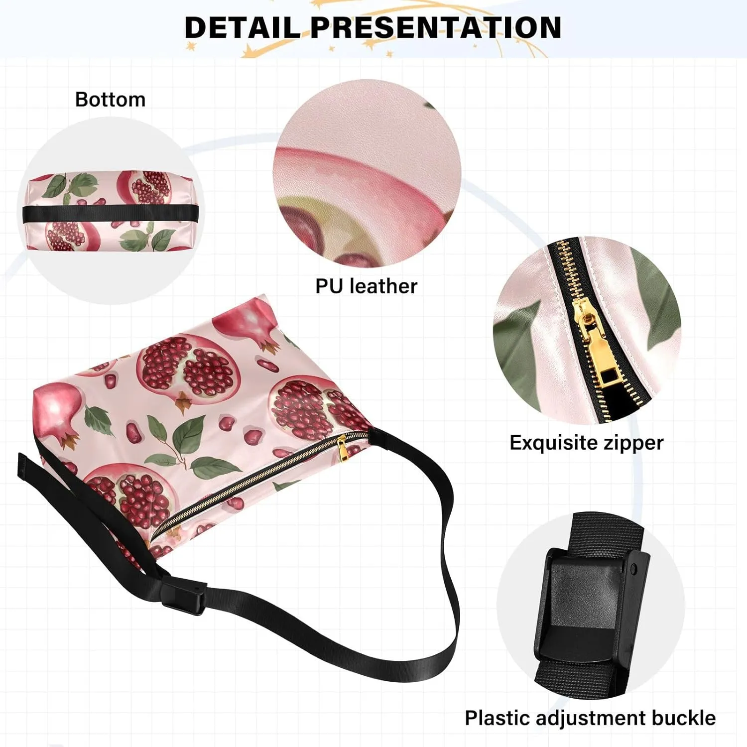 Ladies Purse Crossbody Trendy Womens Crossbody Sling Bag Large Shoulder Purse Funny Kumquat Fruit Purple