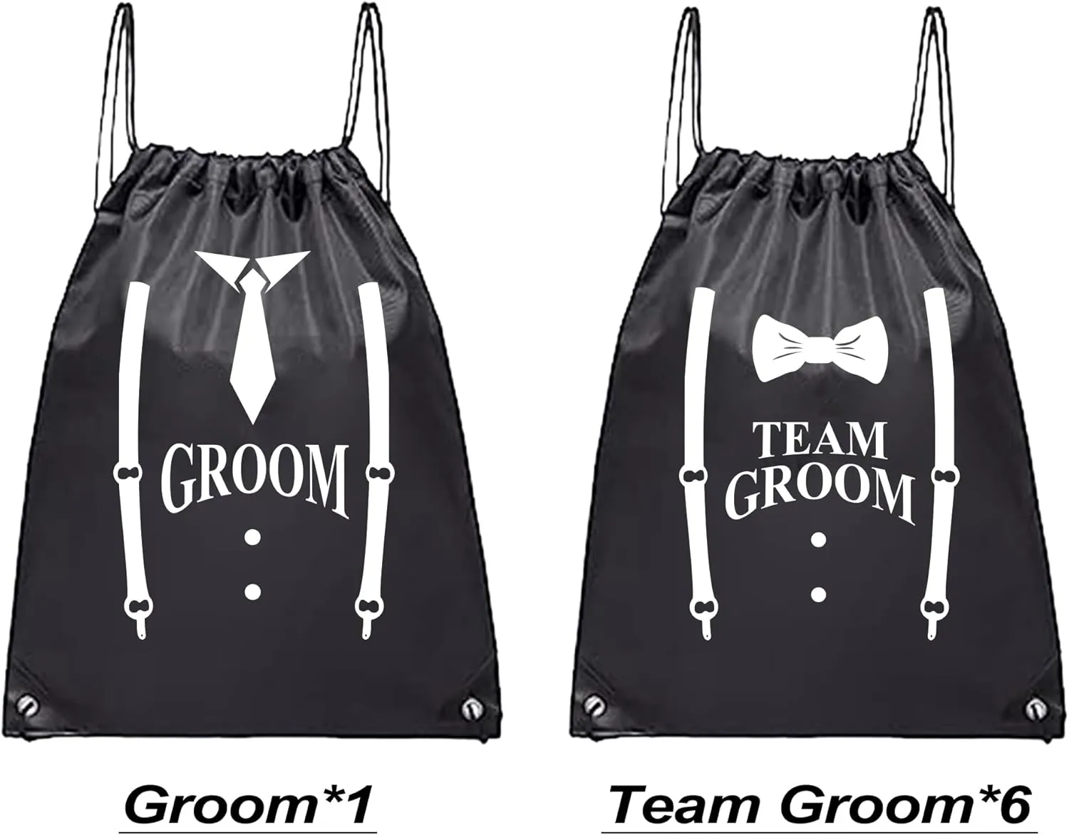 LADY&HOME 7 Pack Groomsman Proposal bags, Groom Crew Bag Set, Groomsmen Drawstring Bag for Bachelor Party(Team Groom)