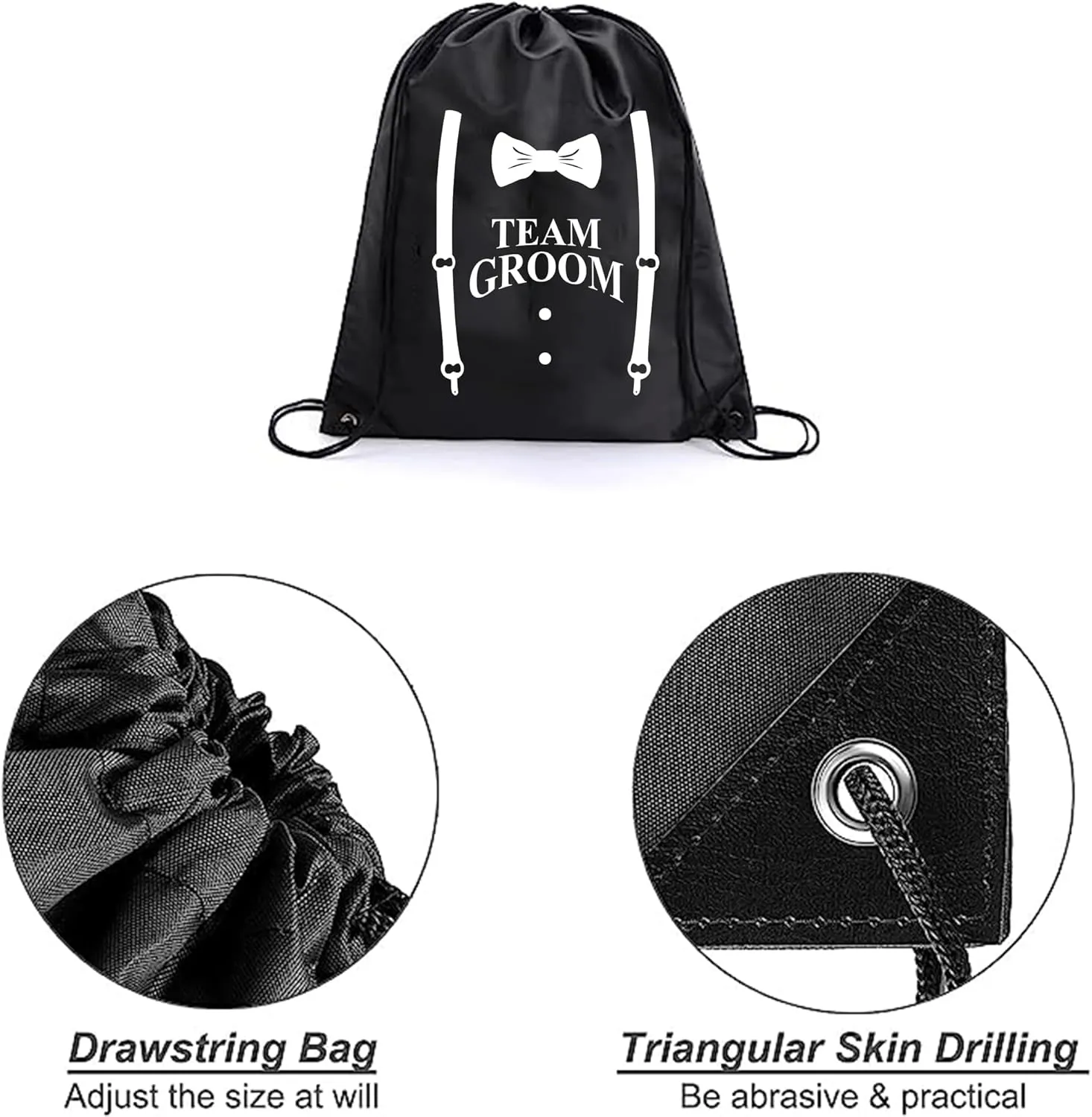 LADY&HOME 7 Pack Groomsman Proposal bags, Groom Crew Bag Set, Groomsmen Drawstring Bag for Bachelor Party(Team Groom)