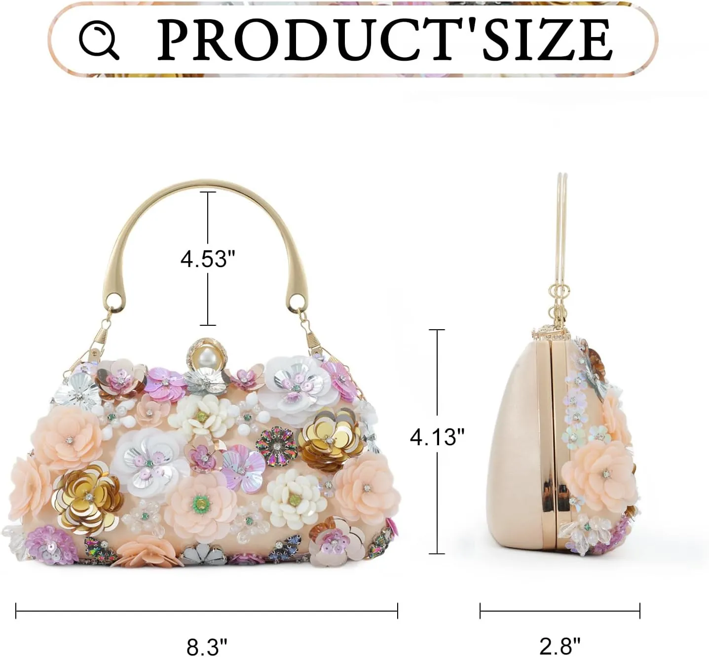 Lanpet Clutch Purses for Women Flower Evening Handbag Chain Strap Shoulder Bag for Formal Wedding Party