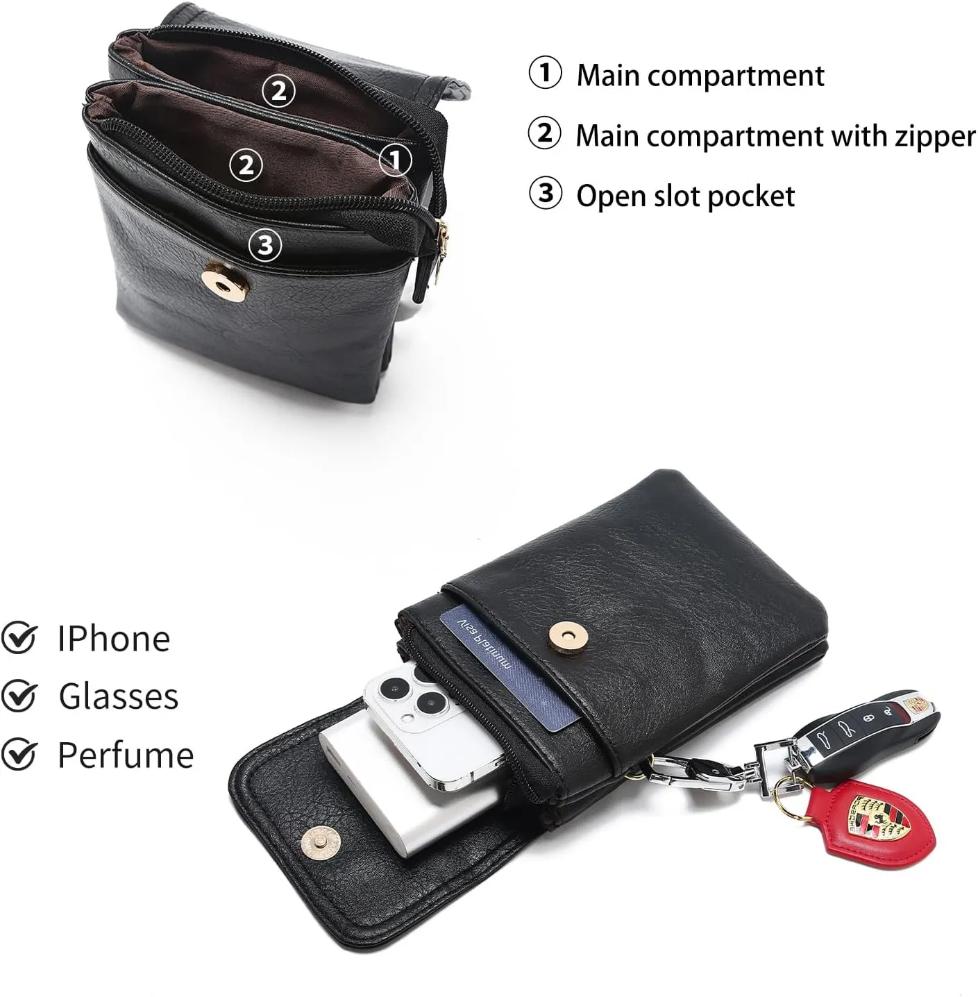 LAORENTOU Designer Crossbody Bag for Women,Small Shoulder Phone Bags for Ladies,Purses with Adjustable Shoulder Strap