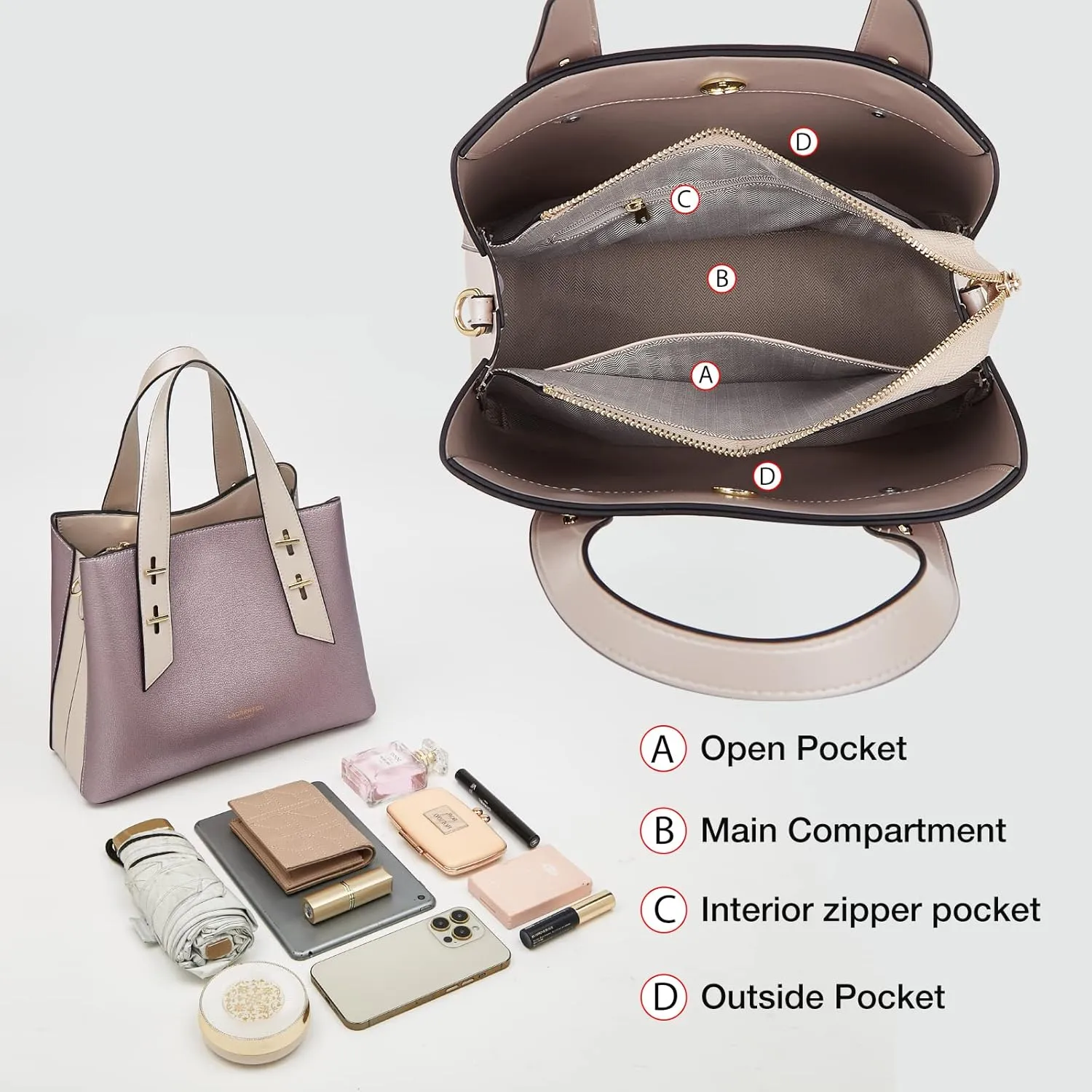 LAORENTOU Women Crossbody Handbags Cow Leather Satchel Handbags for Women Top-handle Shoulder Tote Purses