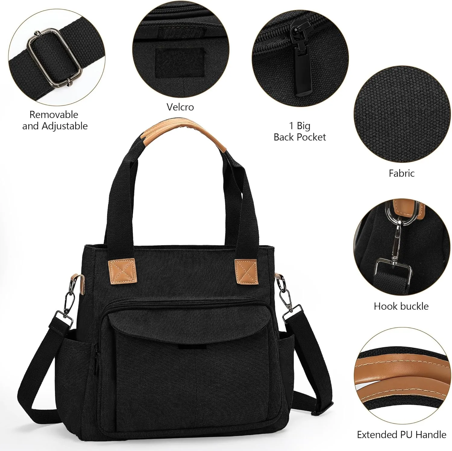 Large Canvas Messenger Bag with Multiple Pockets for Men and Women, Crossbody Shoulder Tote Hobo Laptop Bag