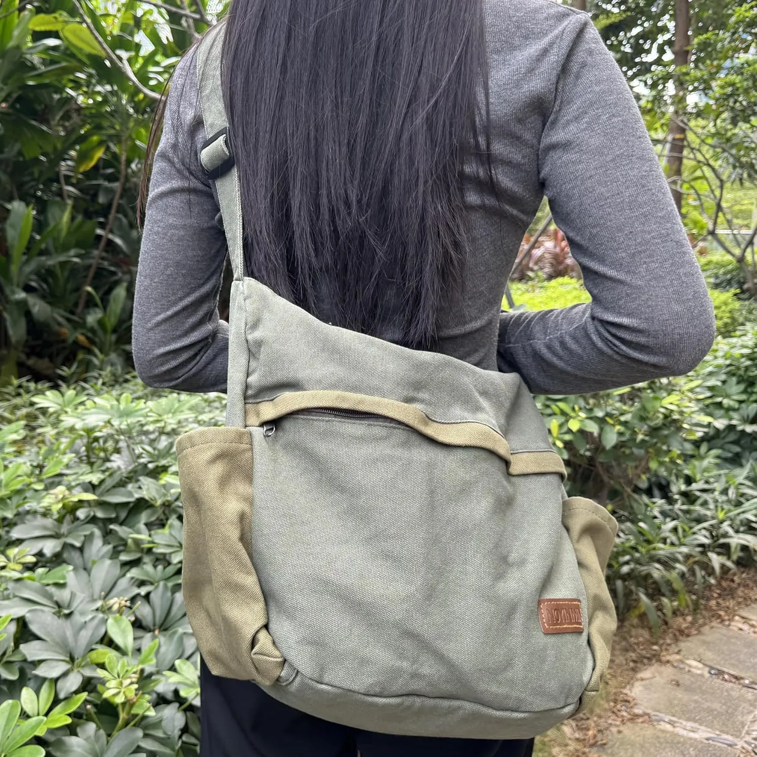 Large Canvas Messenger Bag with Multiple Pockets for Men and Women, Crossbody Shoulder Tote Hobo Laptop Bag