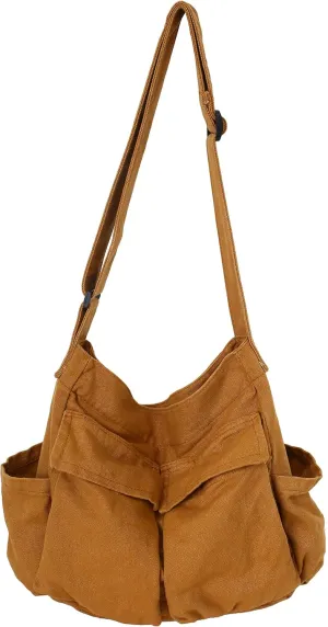 Large Capacity Canvas Hobo Bags for Women & Men, Shoulder Crossbody Bags, Tote Messenger Handbag for Work, Shopping, Travel…