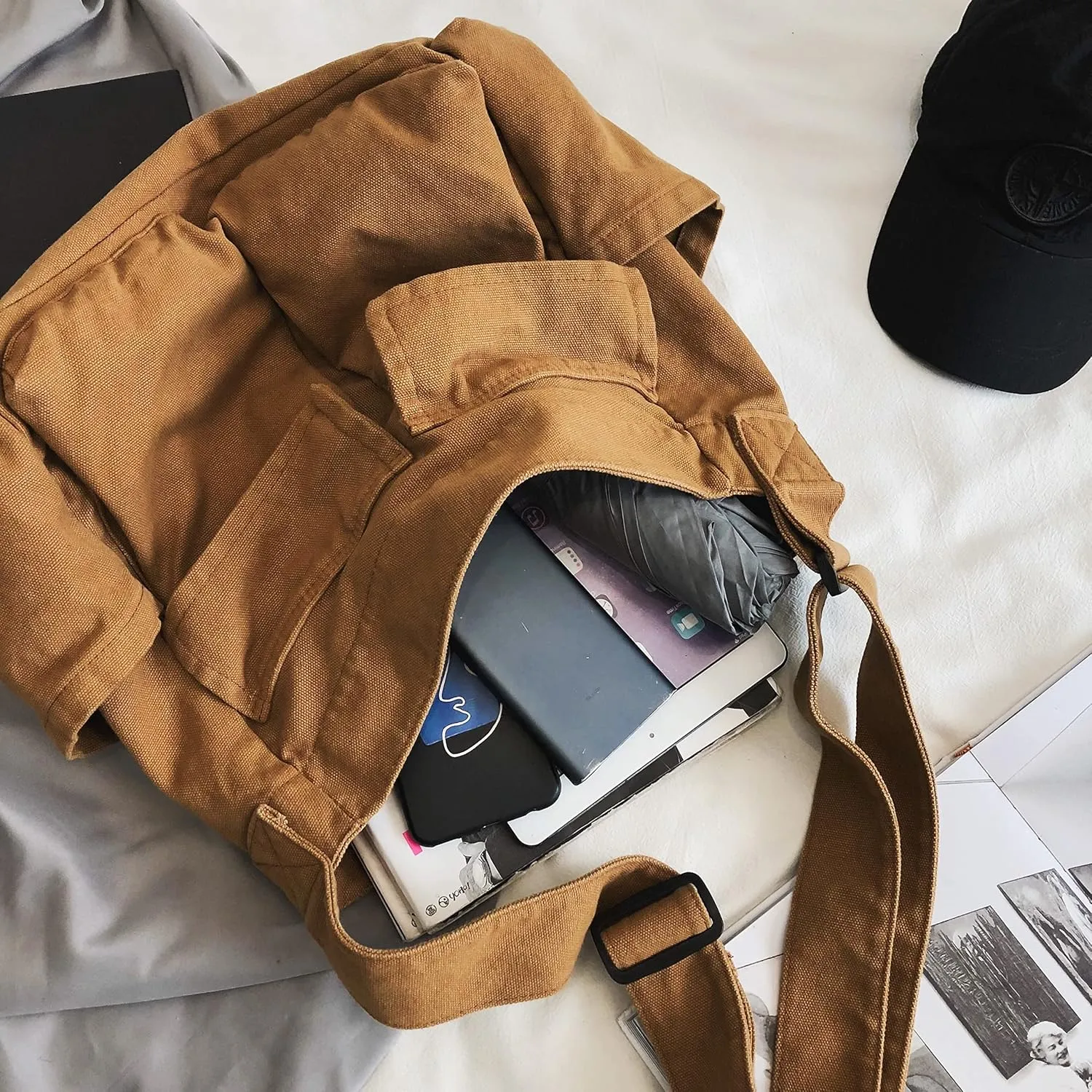 Large Capacity Canvas Hobo Bags for Women & Men, Shoulder Crossbody Bags, Tote Messenger Handbag for Work, Shopping, Travel…