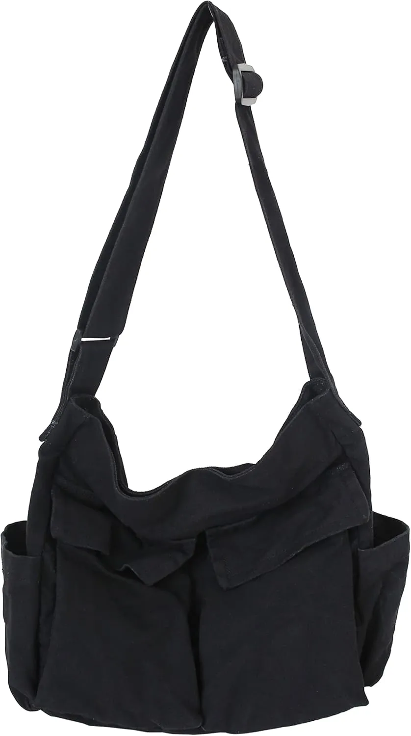 Large Capacity Canvas Hobo Bags for Women & Men, Shoulder Crossbody Bags, Tote Messenger Handbag for Work, Shopping, Travel…