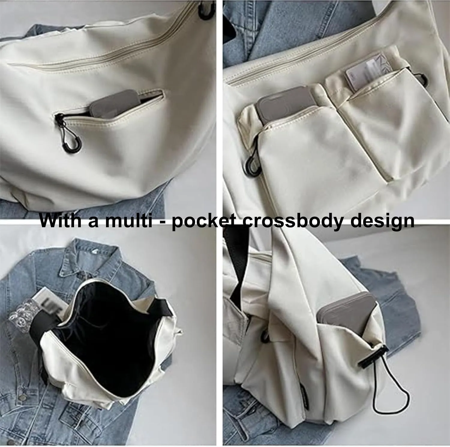 Large Capacity Messenger Canvas Bag - Water Resistant Vintage Unisex Casual Crossbody Bag with Multi Pocket for Daily