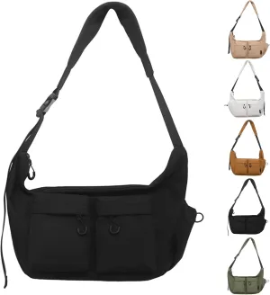 Large Capacity Messenger Canvas Bag - Water Resistant Vintage Unisex Casual Crossbody Bag with Multi Pocket for Daily