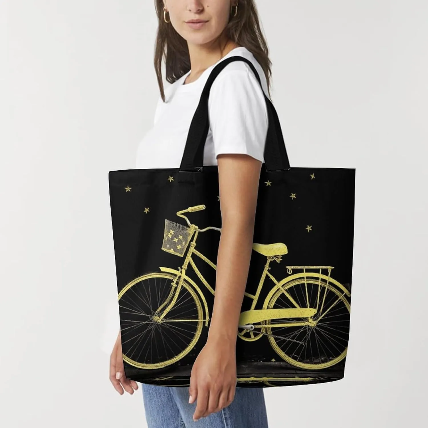 Large Capacity Shopping Bag Vintage Leopard Flower Canvas Grocery Bags Foldable Tote Bag