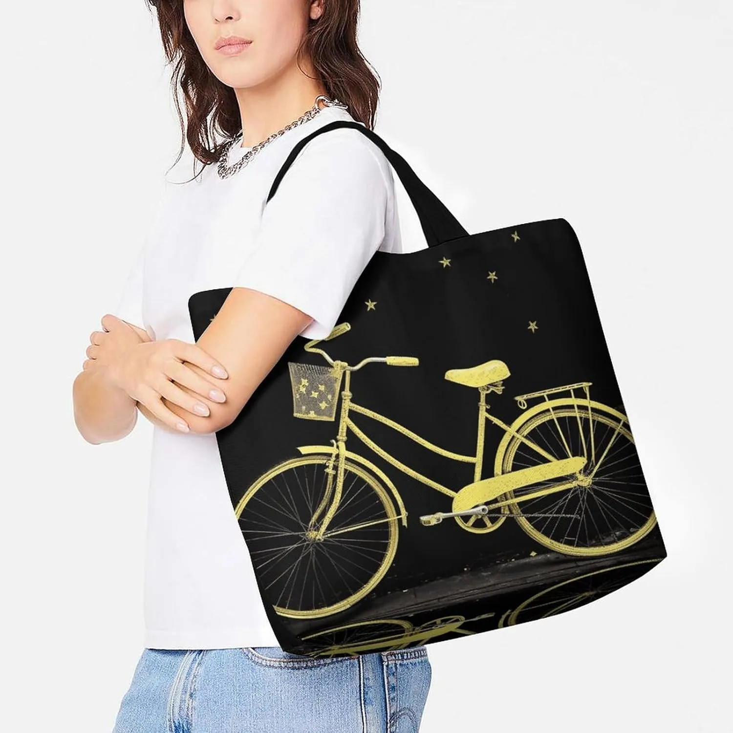 Large Capacity Shopping Bag Vintage Leopard Flower Canvas Grocery Bags Foldable Tote Bag