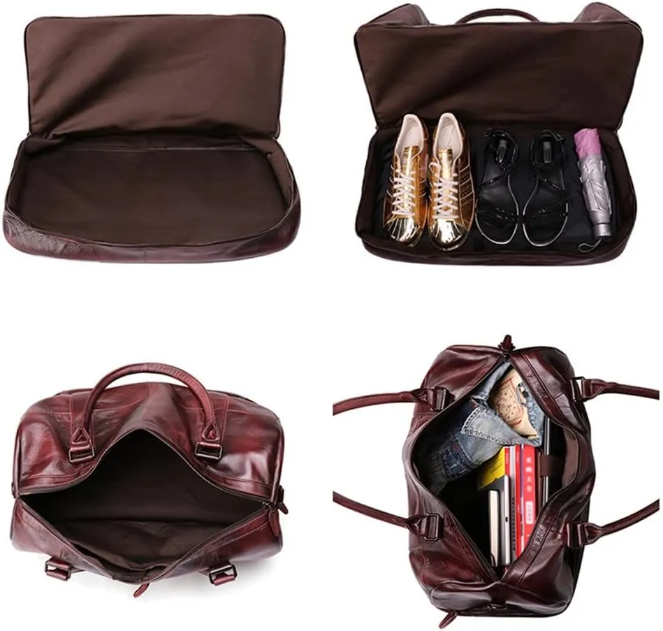Large Capacity Travel Bag Fashion Portable Travel Bag Retro Messenger Bag Business Travel Men's Bag(E)