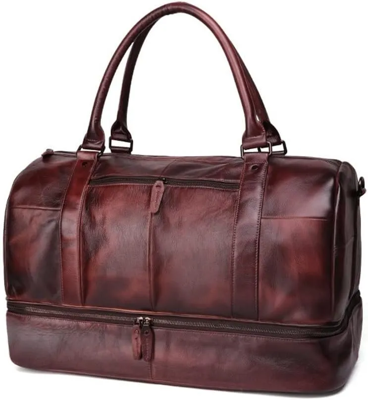 Large Capacity Travel Bag Fashion Portable Travel Bag Retro Messenger Bag Business Travel Men's Bag(E)