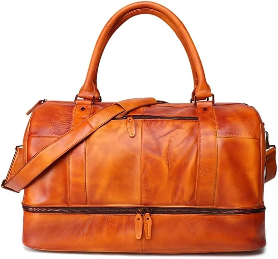 Large Capacity Travel Bag Fashion Portable Travel Bag Retro Messenger Bag Business Travel Men's Bag(E)