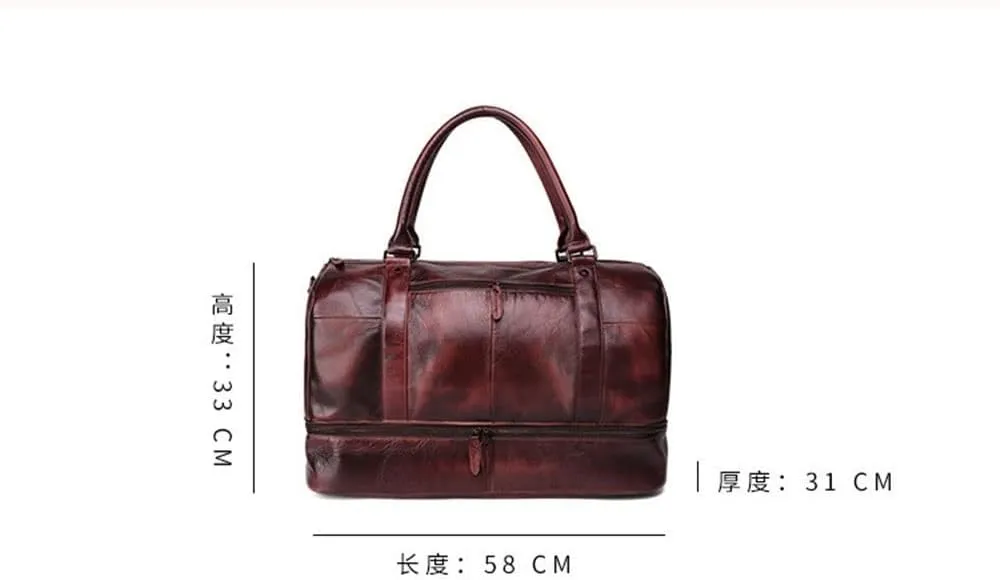 Large Capacity Travel Bag Fashion Portable Travel Bag Retro Messenger Bag Business Travel Men's Bag(E)