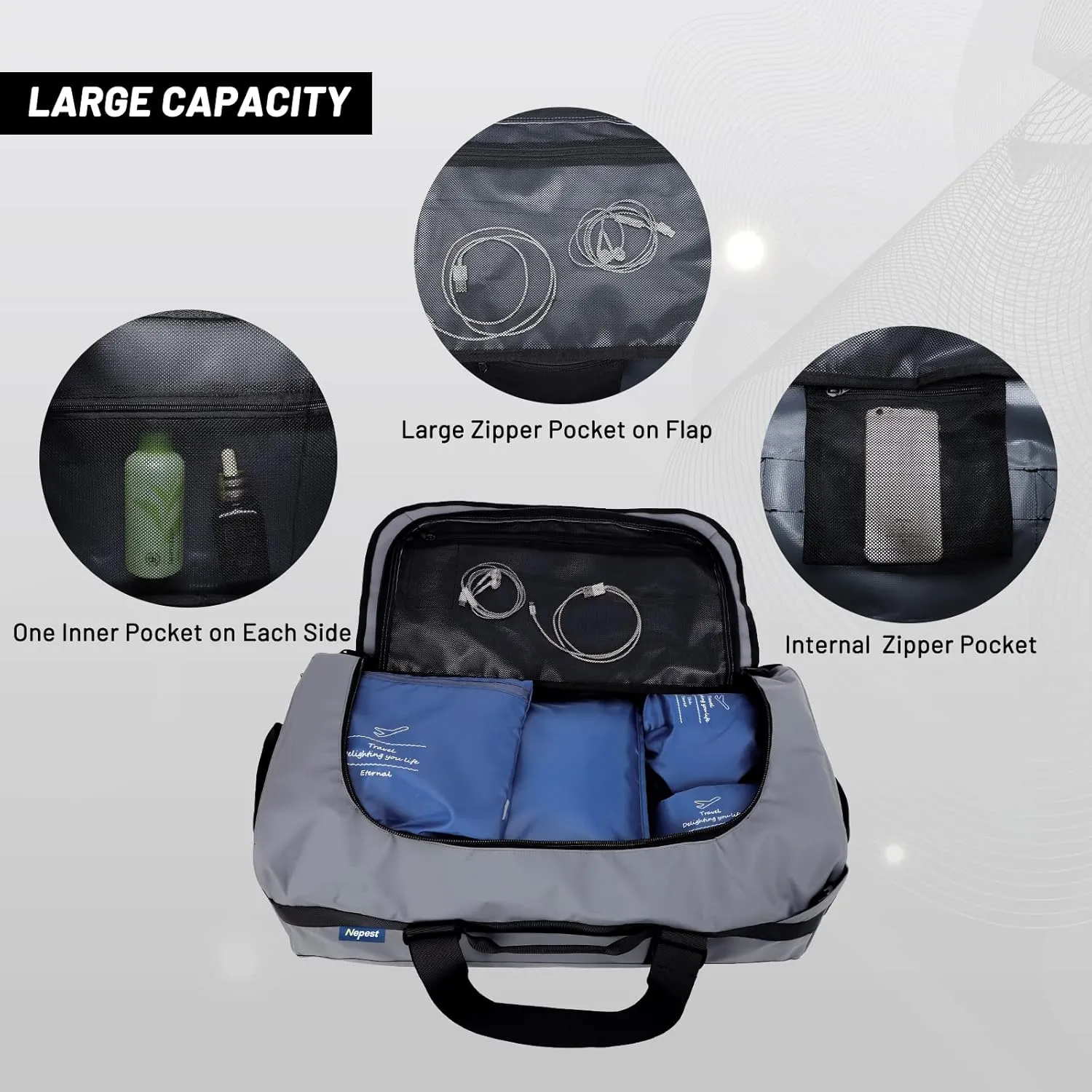 Large Duffel Backpack Bag, 3-Way Water Resistant Gym Duffle Bag with Shoe Compartment for Sports Workout