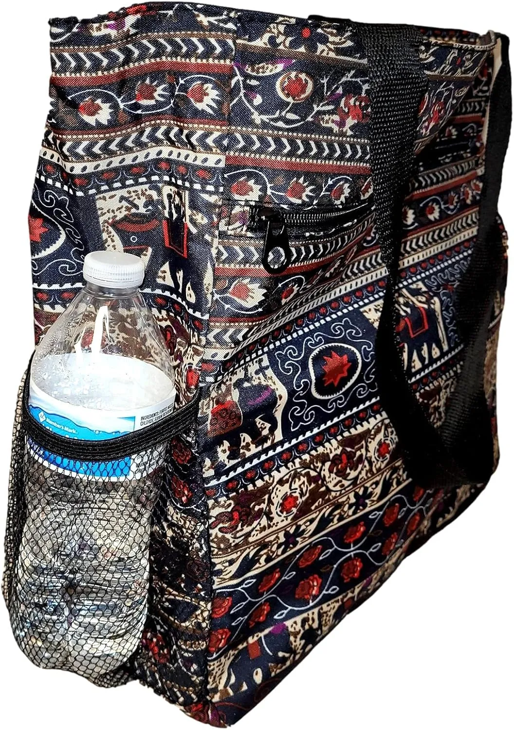Large Multi - Pocket Fashion Zipper Top Beach Bag Tote - Custom Embroidery Available