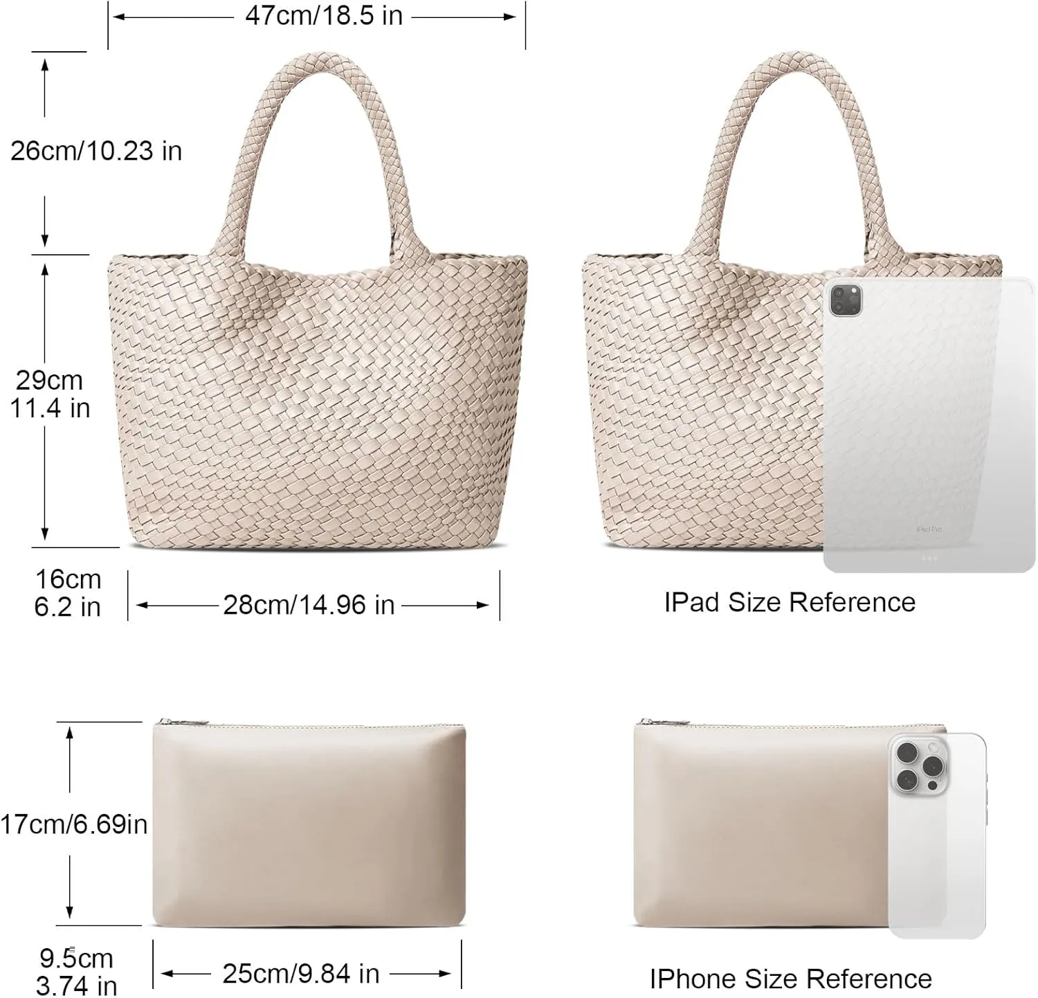 Large Woven Tote Bag for Women Vegan Leather Braided Handbag, and Purses, Top Handle Shoulder Bags