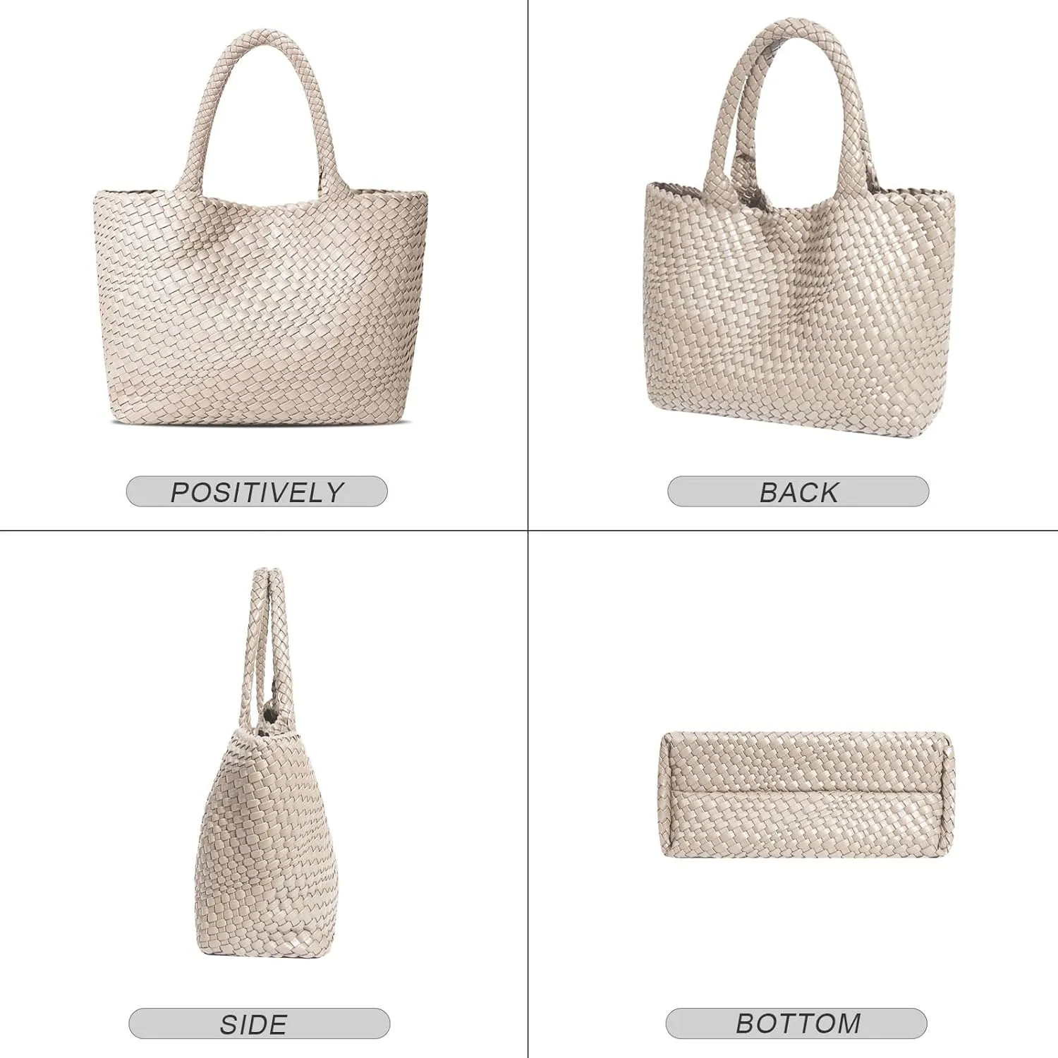 Large Woven Tote Bag for Women Vegan Leather Braided Handbag, and Purses, Top Handle Shoulder Bags