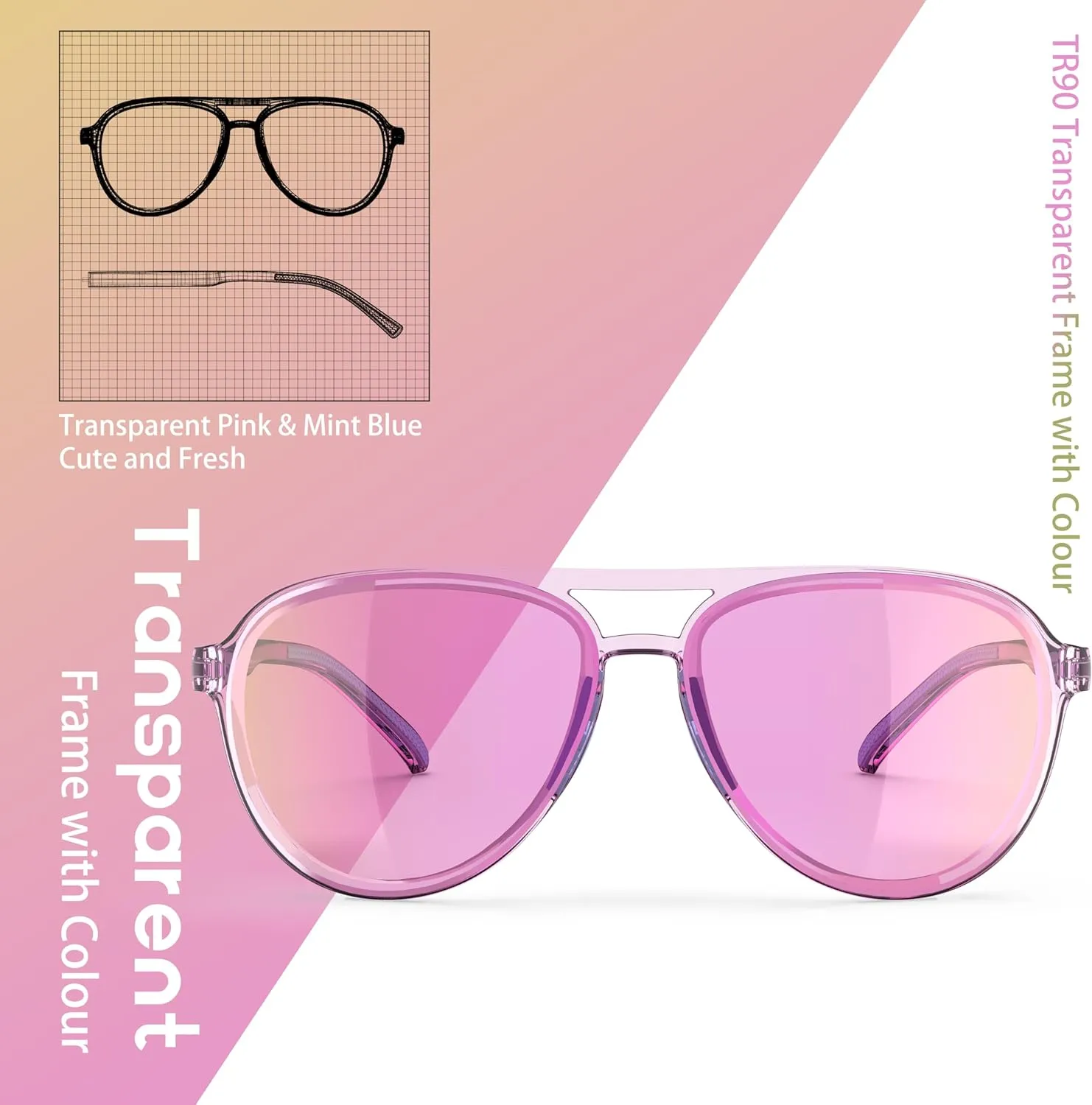 Lasiyanor Lightweight TAC Polarized Tinted Classic Vintage Retro 70s Sunglasses, TR-90 Frame for Women Men, UV 400 Protection