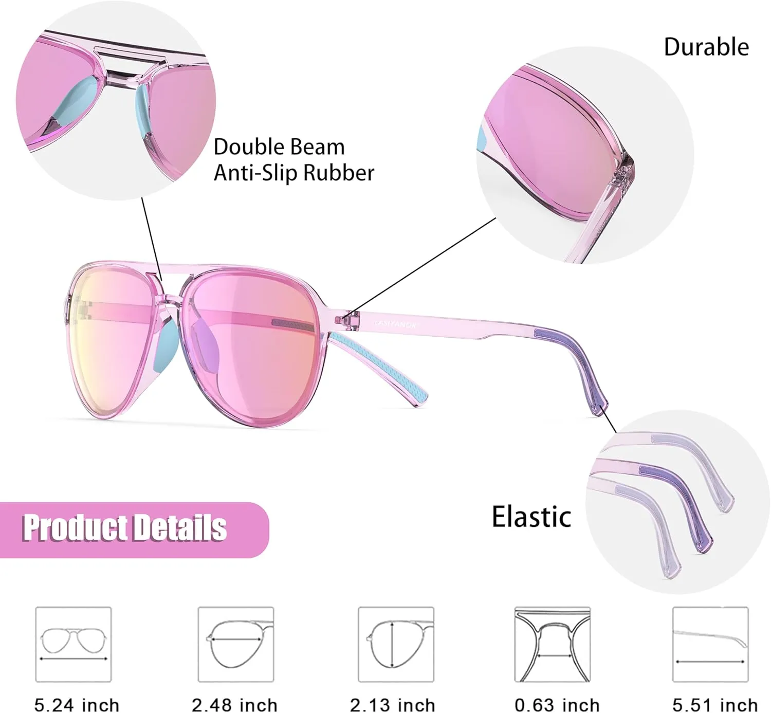 Lasiyanor Lightweight TAC Polarized Tinted Classic Vintage Retro 70s Sunglasses, TR-90 Frame for Women Men, UV 400 Protection
