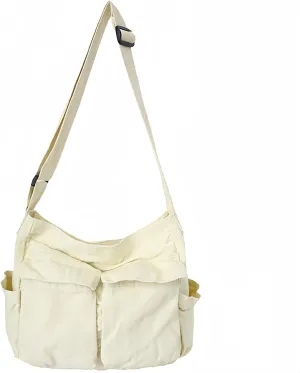 Lauthen.S Grunge Bag Canvas Hobo Crossbody Shoulder Tote Bag for Women and Men Large Messenger Bag with Multiple Pockets