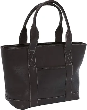 Le Donne Leather Double Strap Pocket Tote, 13” x 8.5” x 5” – 6.5” Drop Length