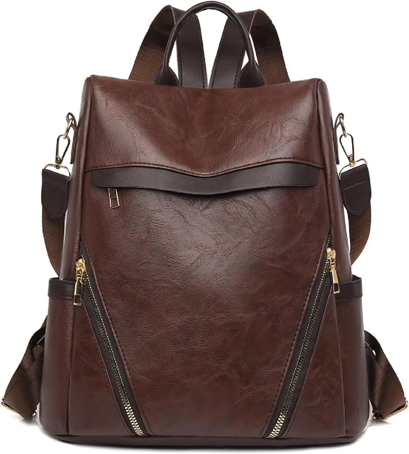 Leather Backpack Purse for Women Multipurpose Design Ladies Shoulder Bags Convertible Satchel Handbags Travel Bag (coffee)