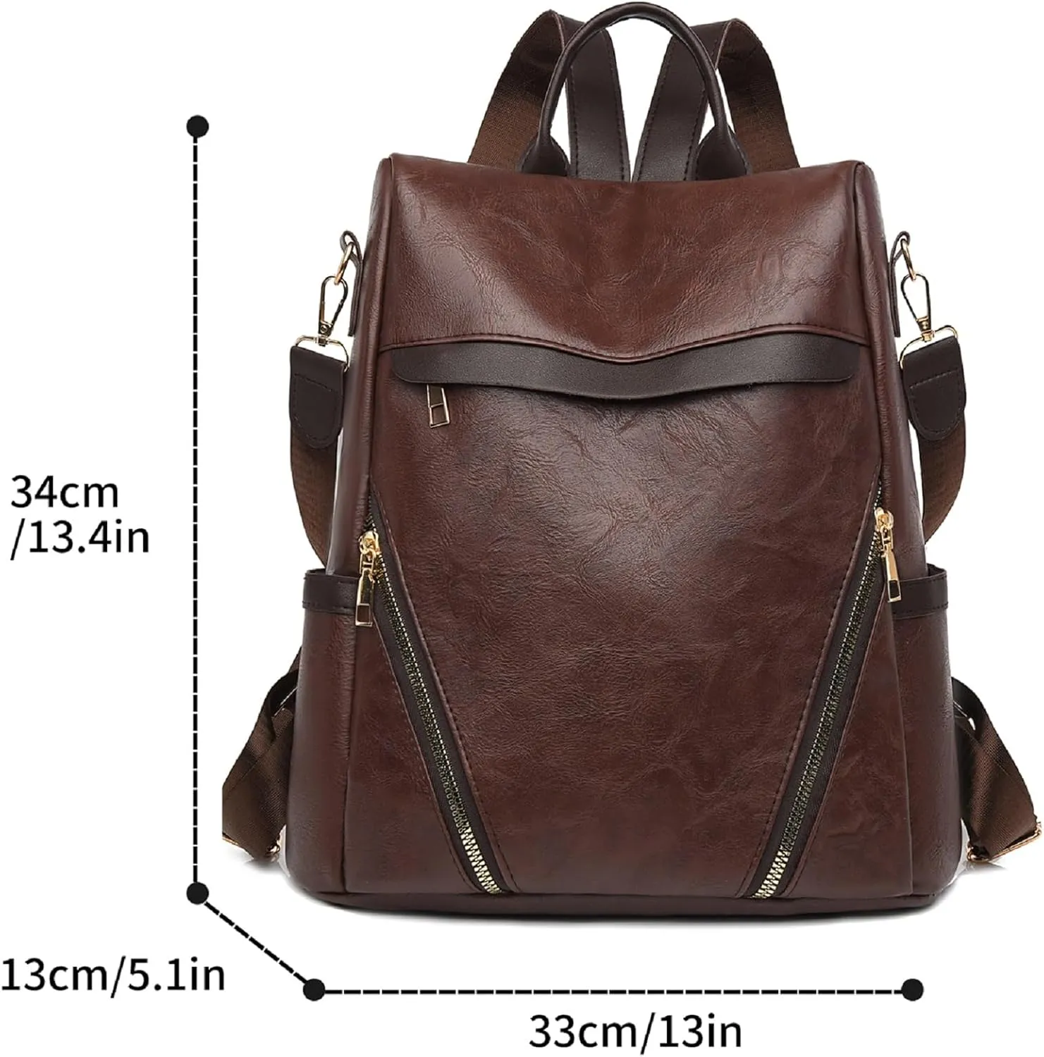 Leather Backpack Purse for Women Multipurpose Design Ladies Shoulder Bags Convertible Satchel Handbags Travel Bag (coffee)