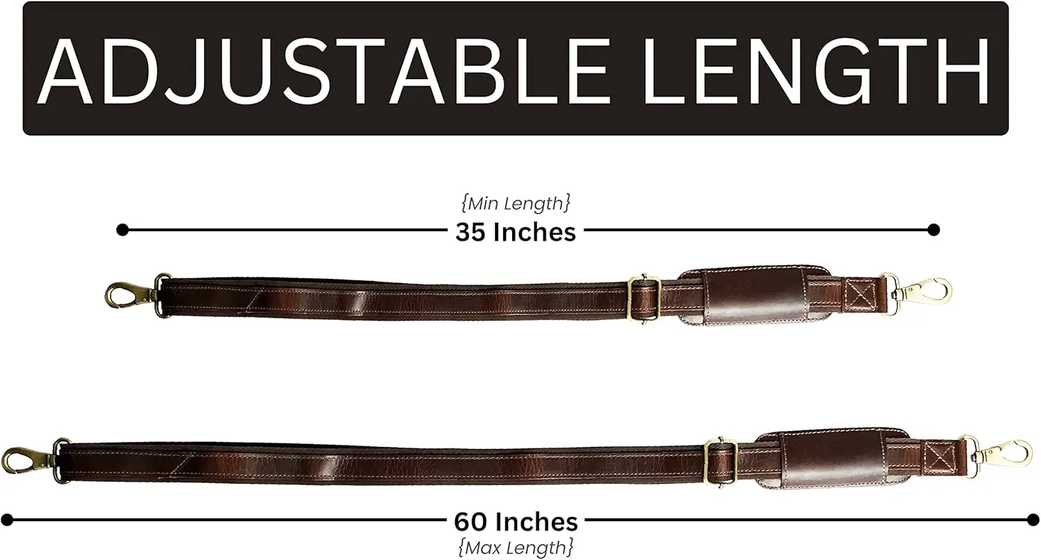 Leather Bag Replacement Shoulder Strap - Adjustable/Comfortable Strap with Shoulder Padding for All Duffle, Satchel, Messenger, Briefcase Bag by Rustic Town (Mulberry Belt with Red Stitching)