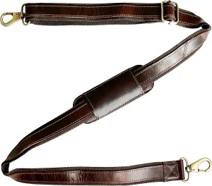 Leather Bag Replacement Shoulder Strap - Adjustable/Comfortable Strap with Shoulder Padding for All Duffle, Satchel, Messenger, Briefcase Bag by Rustic Town (Mulberry Belt with Red Stitching)