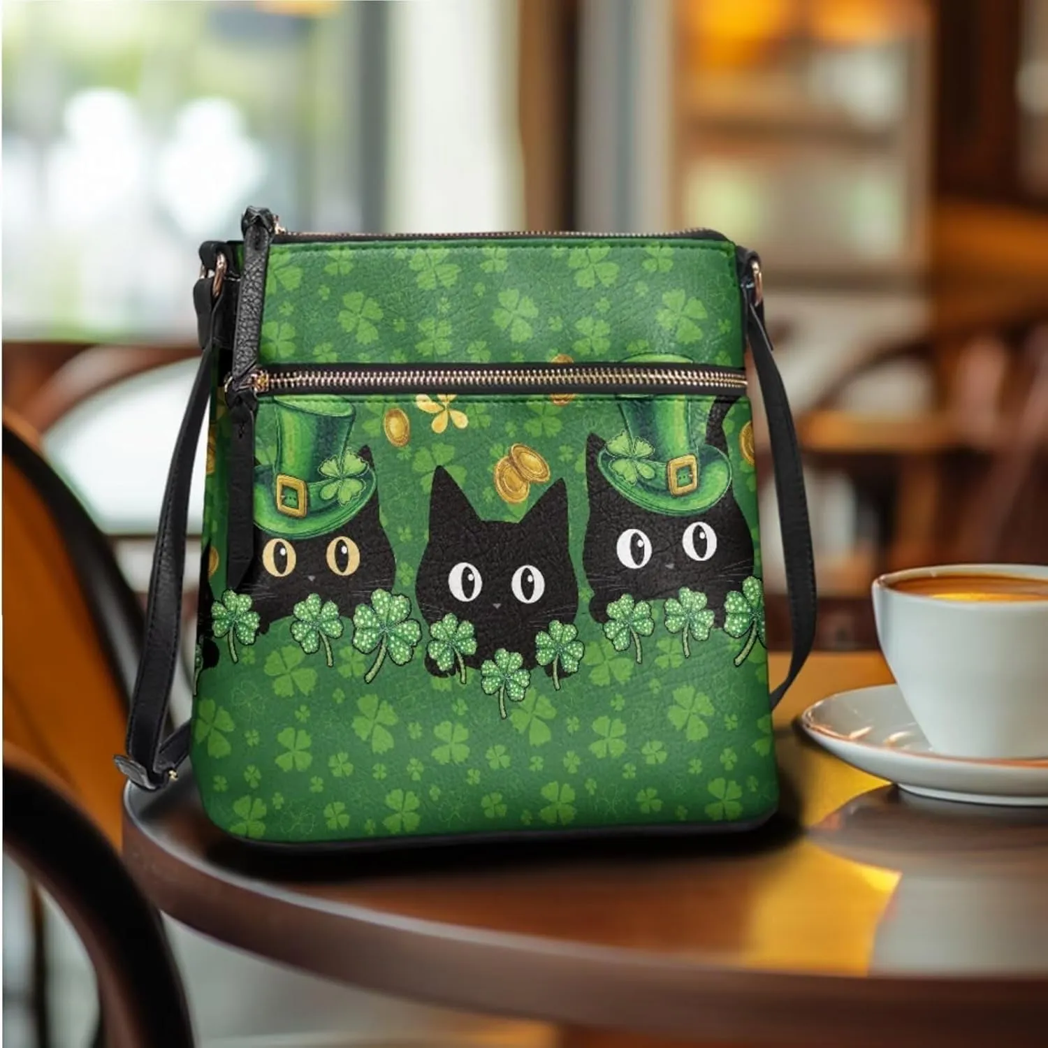 Leather Bucket Crossbody Bags for Women 2 Pieces St. Patrick's Day Crossbody Satchel Bags Purses for Women