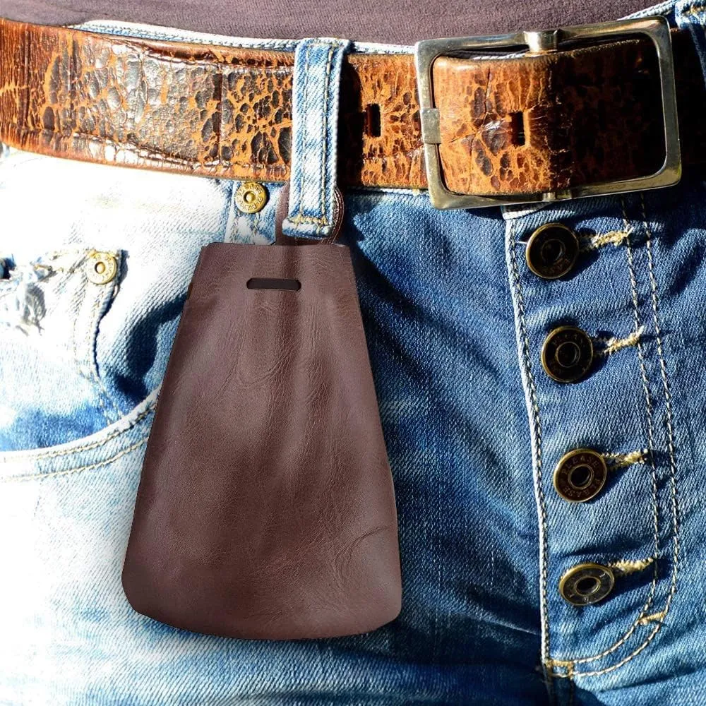 Leather Drawstring Pouch, Coin Bag, Medicine Tobacco Pouch Medieval Reenactment Made in U.S.A. by Nabob Leather Size 5.75" x 4.25" Rustic Brown