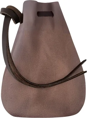 Leather Drawstring Pouch, Coin Bag, Medicine Tobacco Pouch Medieval Reenactment Made in U.S.A. by Nabob Leather Size 5.75" x 4.25" Rustic Brown