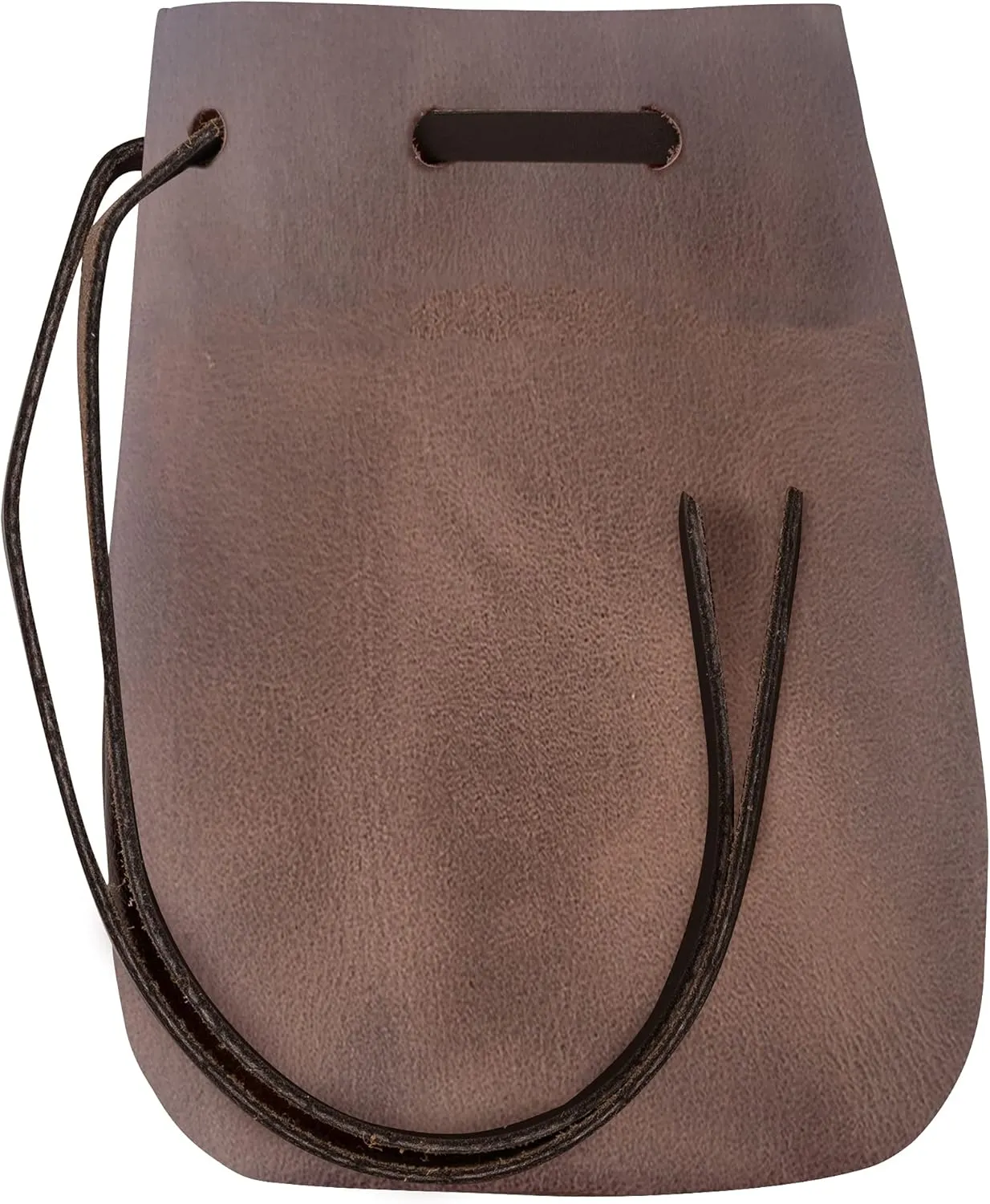 Leather Drawstring Pouch, Coin Bag, Medicine Tobacco Pouch Medieval Reenactment Made in U.S.A. by Nabob Leather Size 5.75" x 4.25" Rustic Brown