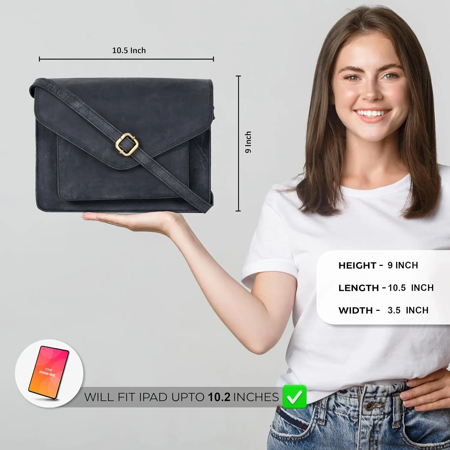 Leather Flapover Crossbody Handbag Purse for Women with Adjustable Strap & Overflap Snap Closure Tote/Bag