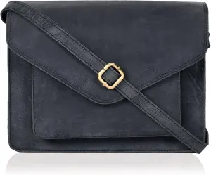 Leather Flapover Crossbody Handbag Purse for Women with Adjustable Strap & Overflap Snap Closure Tote/Bag