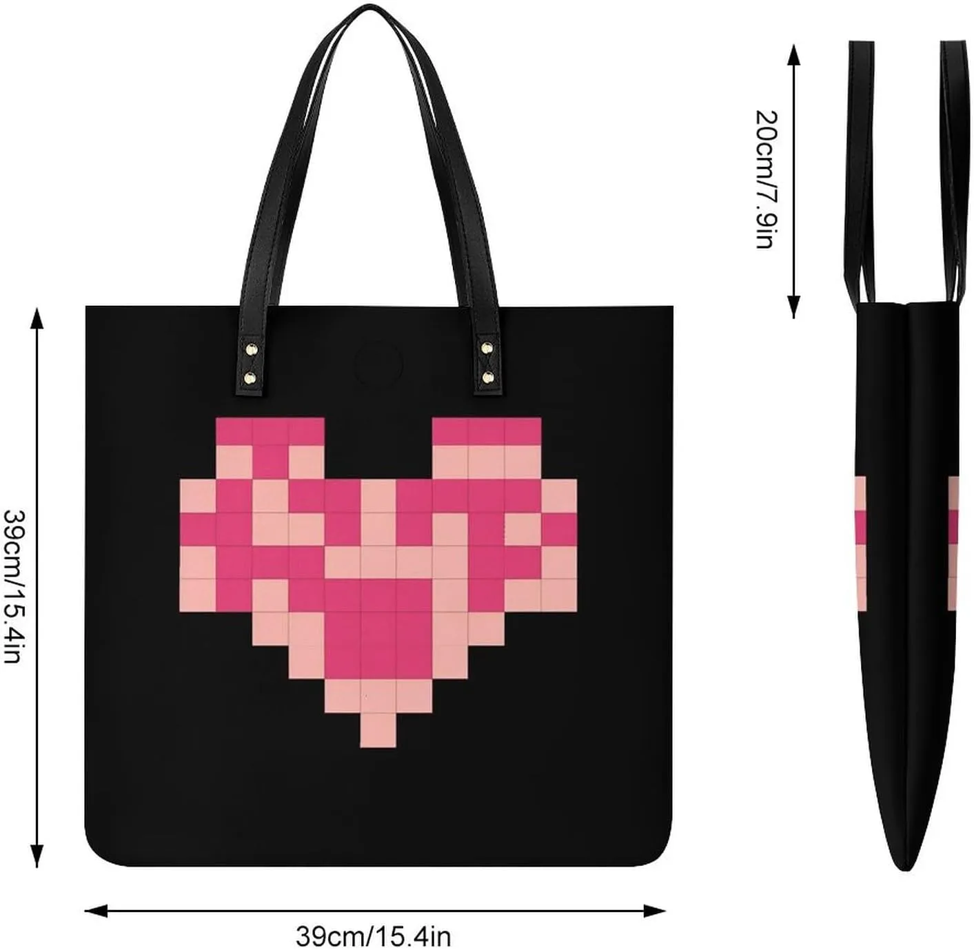 Leather Handbag for Women Tote Bag with Magnetic Buckle Pixel Shaped Heart Crossbody Bag Shoulder Bag