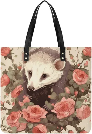 Leather Handbag for Women Tote Bag with Magnetic Buckle Wildlife Spider Crossbody Bag Shoulder Bags