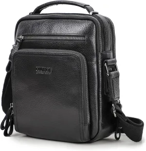 Leather Messenger Bag For Men, Messenger Bag,Genuine Leather Crossbody Bag Shoulder 9.7" iPad Bag College School Travel Handbag