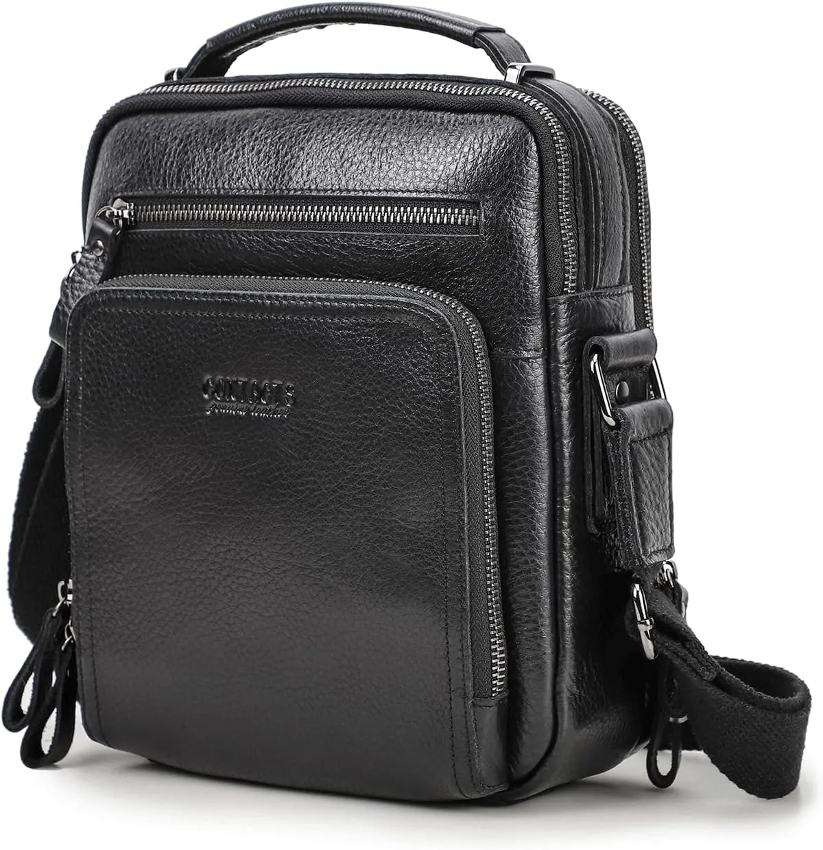 Leather Messenger Bag For Men, Messenger Bag,Genuine Leather Crossbody Bag Shoulder 9.7" iPad Bag College School Travel Handbag