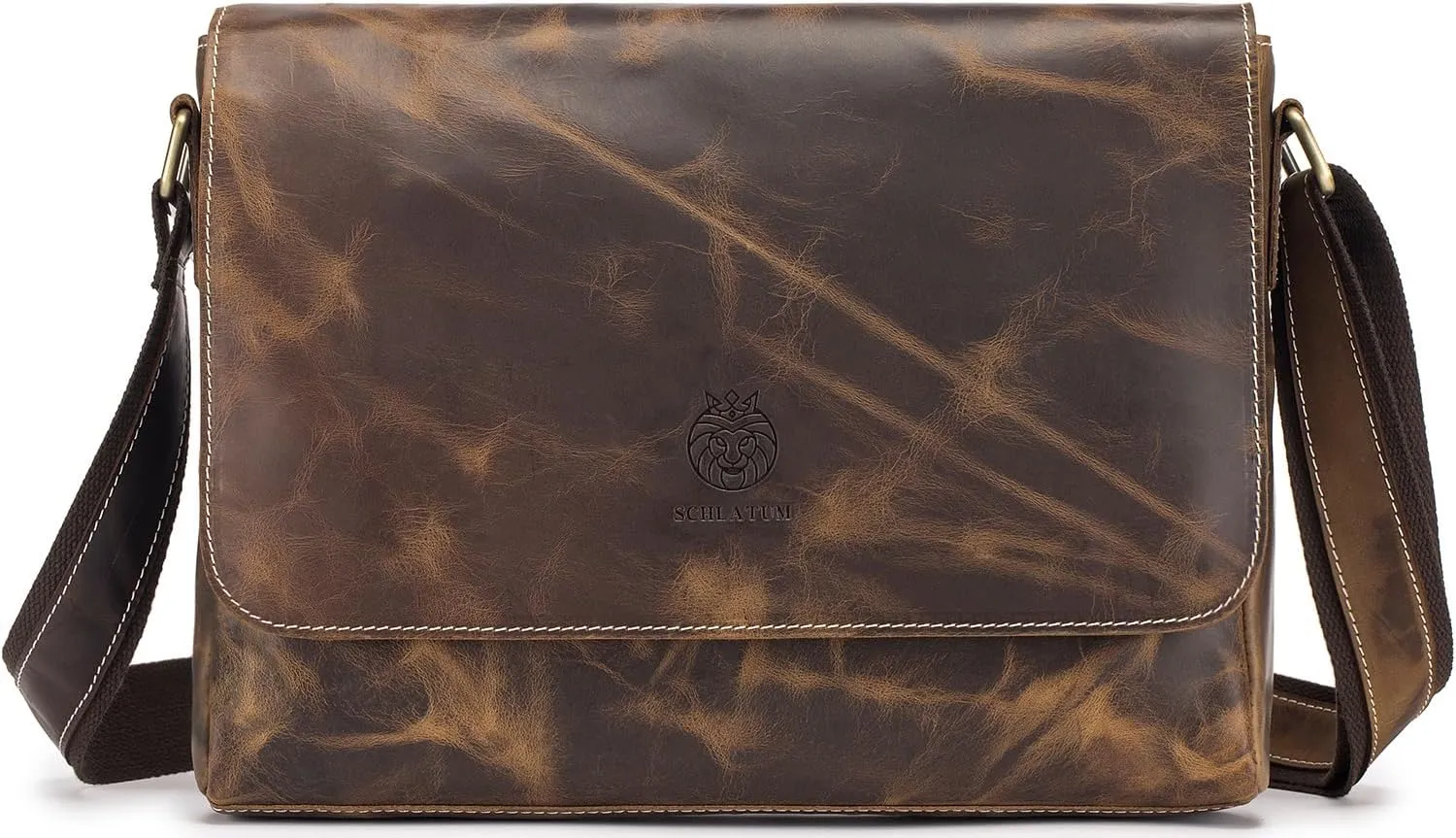Leather Messenger Bag for Men Women Medium Satchel bag Retro Crossbody Shoulder bag Mens Purse Handbag
